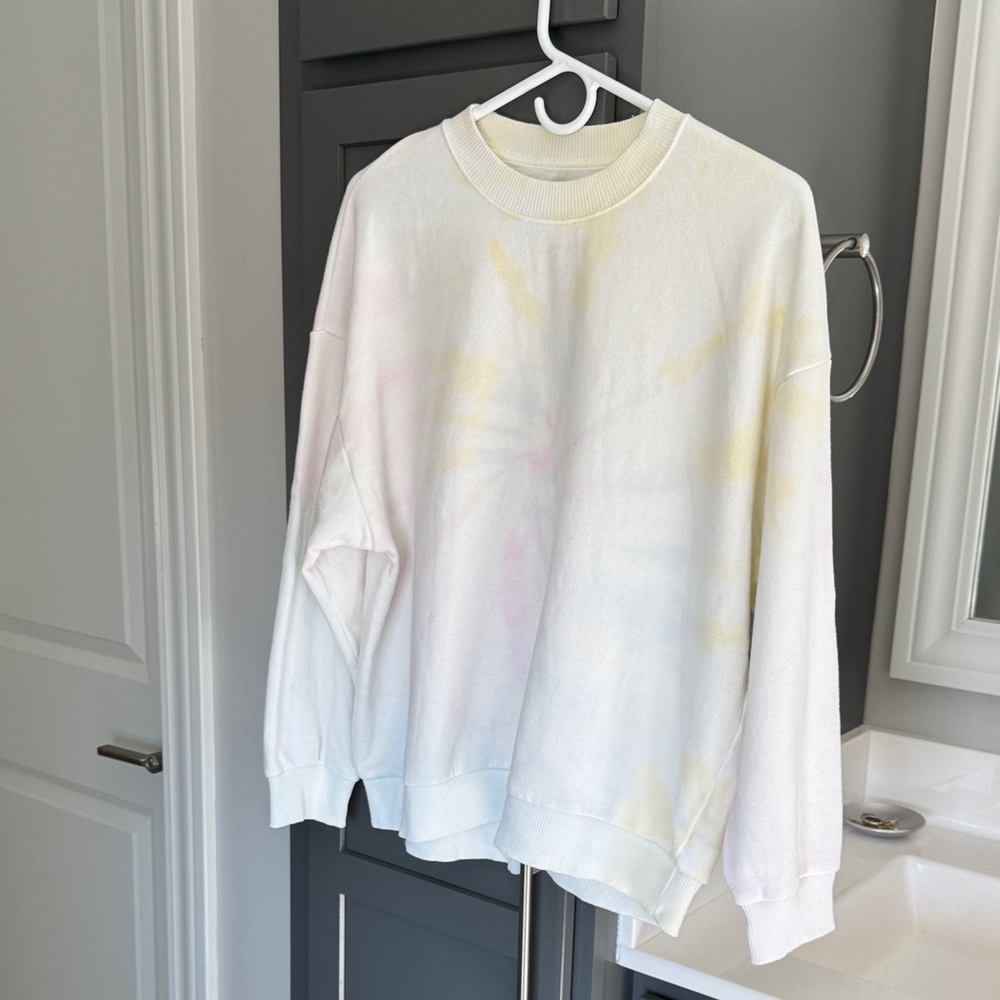 Women's super soft Tie-Dye American Eagle Sweatshirt - White, Yellow, Pink